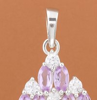 3.72 Ct Marquise Amethyst, Cubic Zirconia, 925 Sterling Silver Pendant