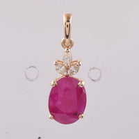 2.43 Ct Oval Natural Ruby 14K Gold Pendant