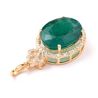 5.97 Ct Oval Mixed Cut Natural Emerald 14K Gold Pendant