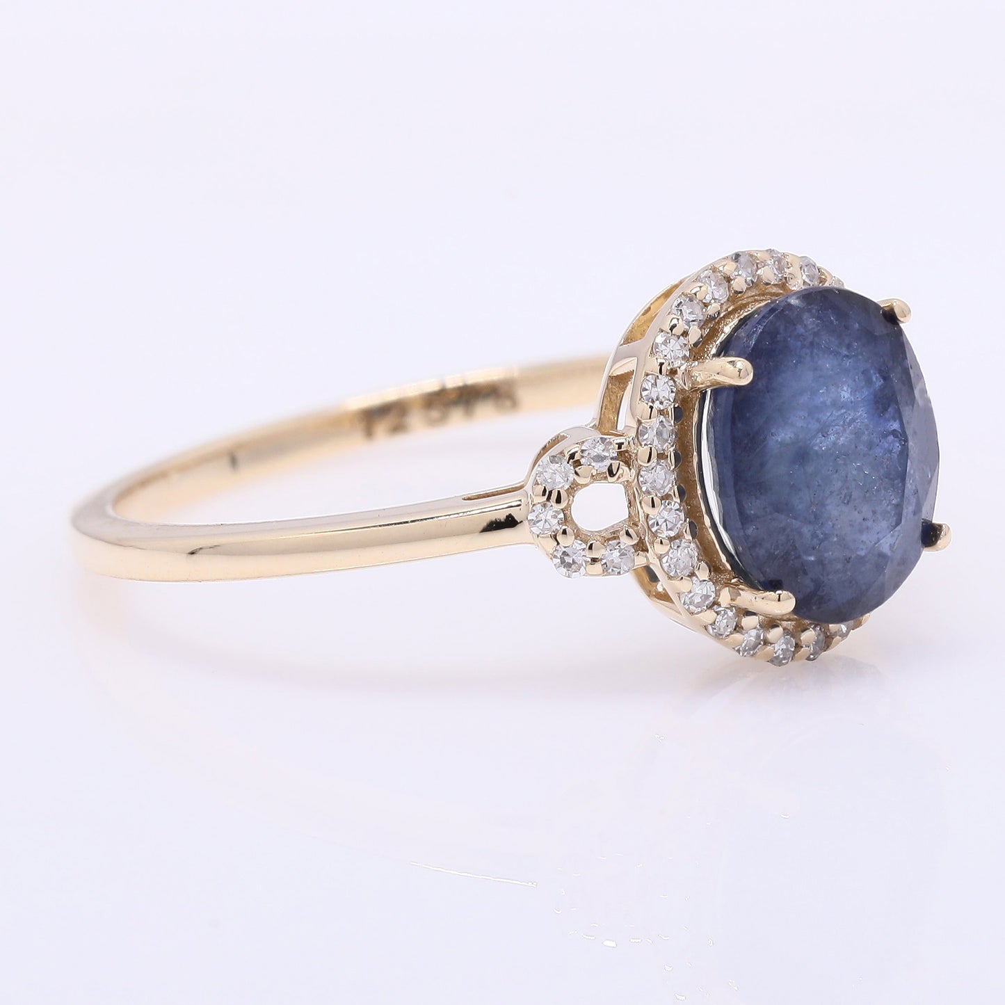 2.18 Ct Oval Mixed Cut Natural Sapphire 14K Gold Ring