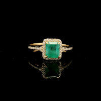 1.15 Ct Octagon Step Cut Natural Emerald 14K Gold Ring