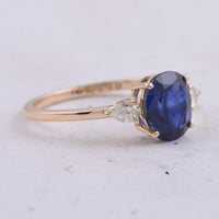 1.91 Ct Oval Natural Sapphire 14K Gold Ring