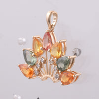 3.52 Ct Pear Natural Multi-Coloured Sapphire 14K Gold Pendant