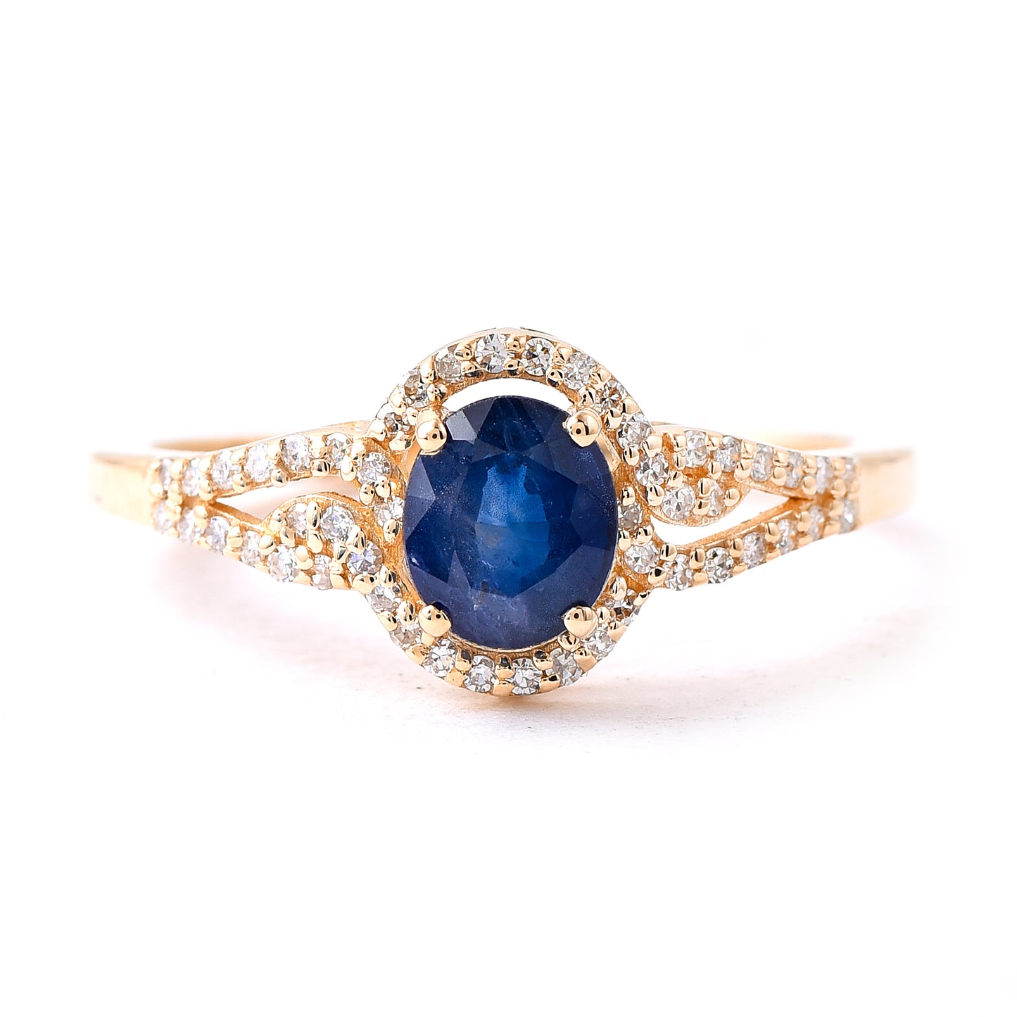 1.16 Ct Oval Mixed Cut Natural Sapphire 14K Gold Ring