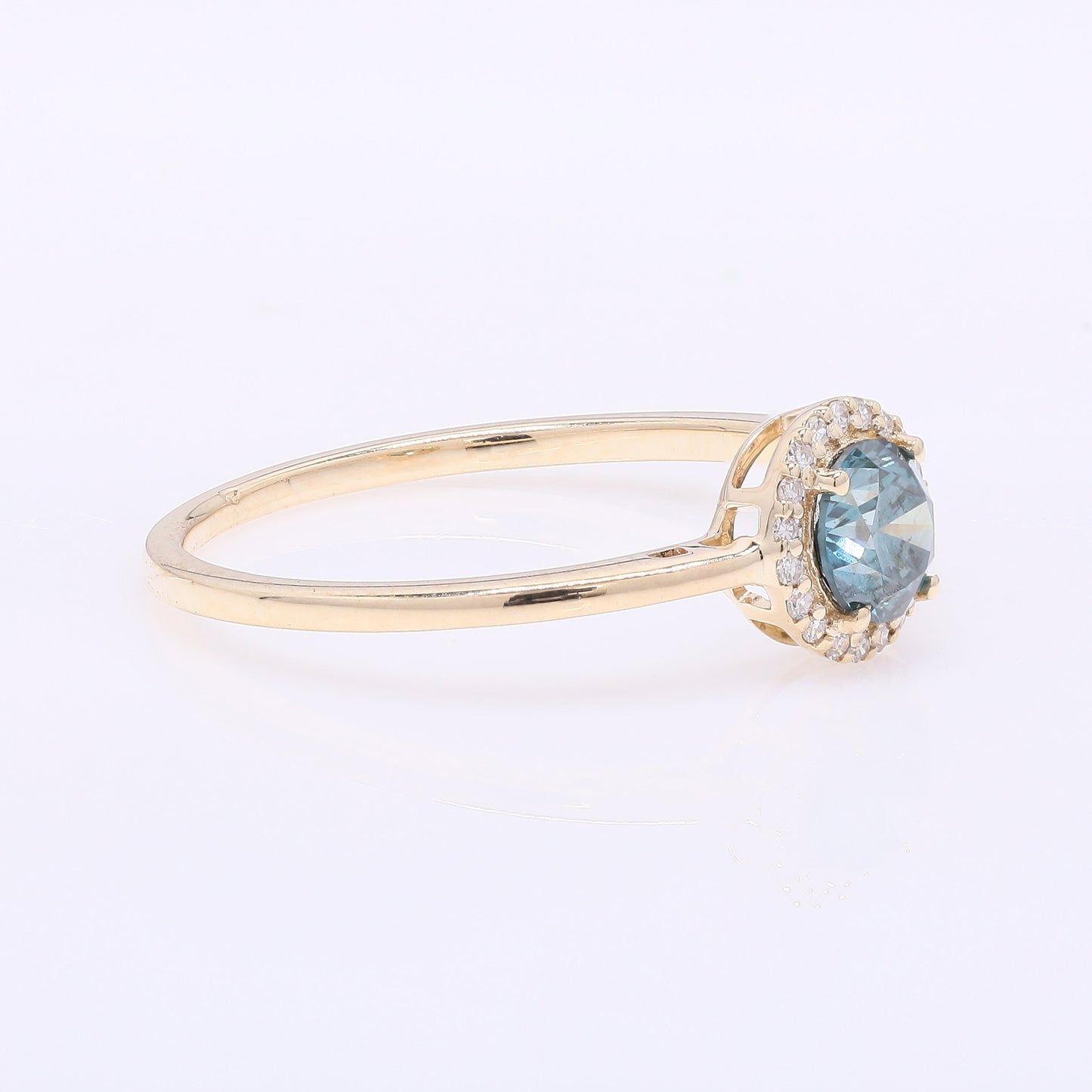 0.57 Ct Round Blue Diamond 14K Gold Ring