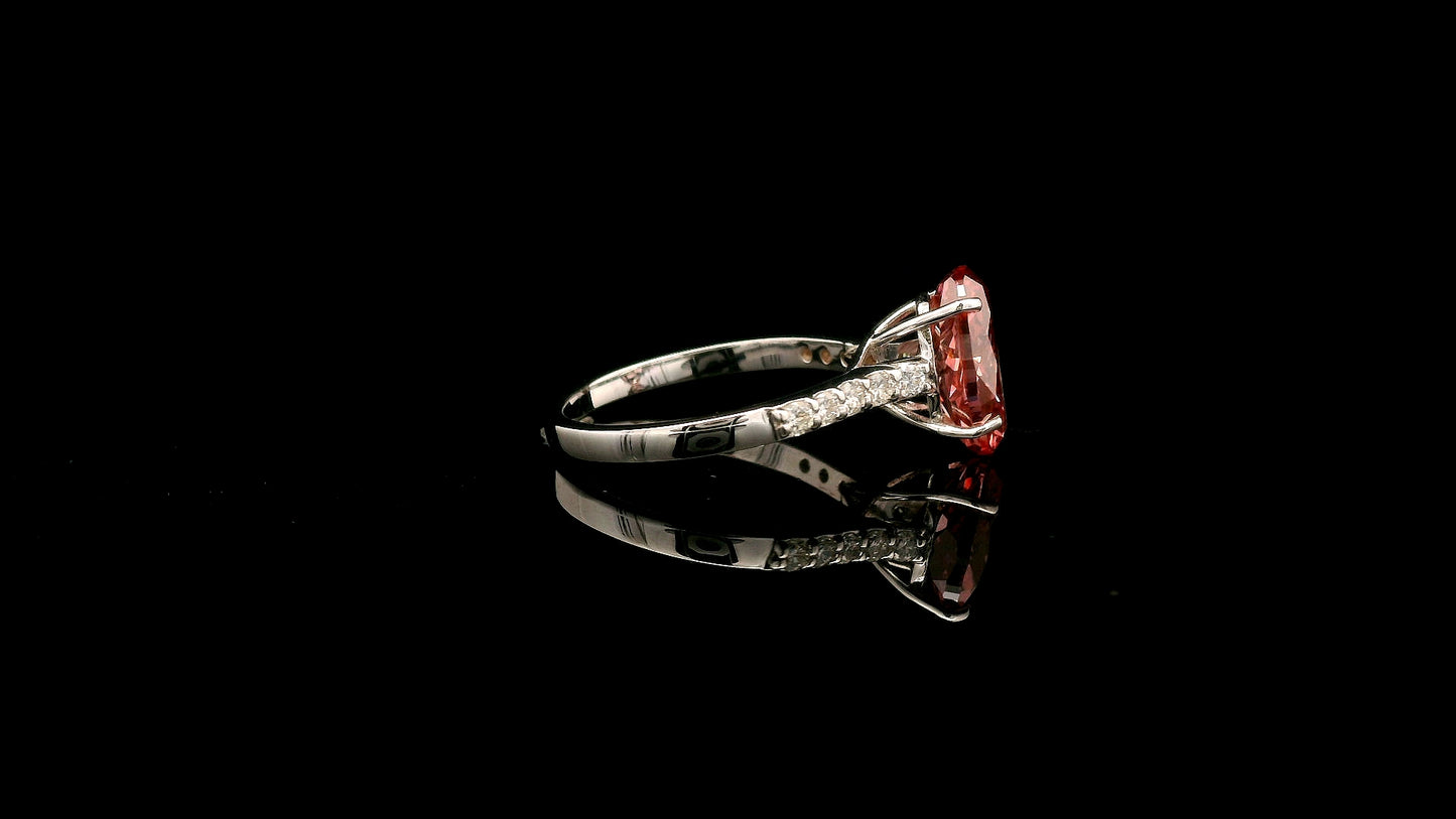 3.33 Carats Pink Lab Grown Diamond 14K Gold Ring