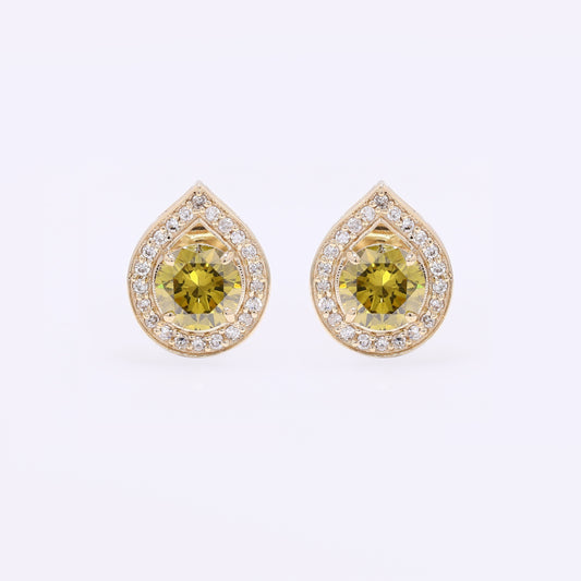 1.12 Ct Round Yellow Diamond 14K Gold Earrings