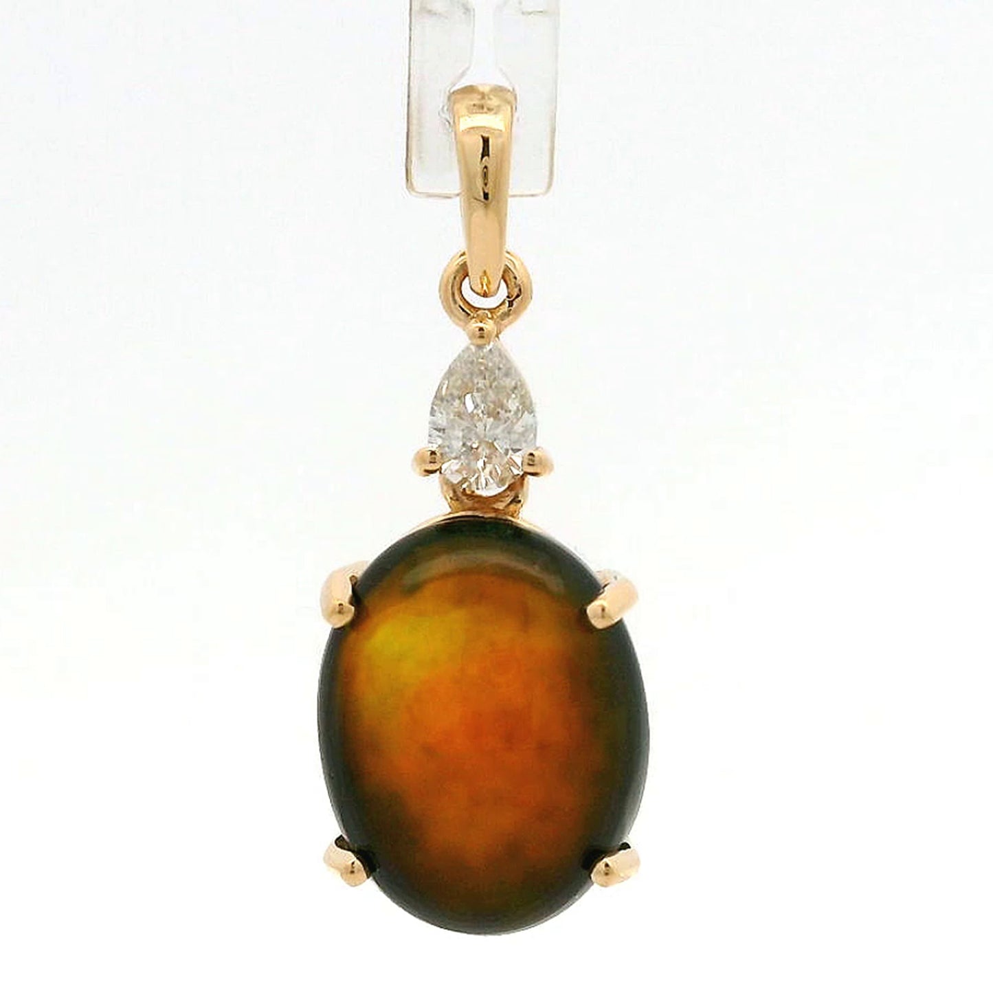 2.83 Ct Oval Black Opal 14K Gold Pendant