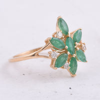1.16 Ct Marquise Natural Emerald 14K Gold Ring