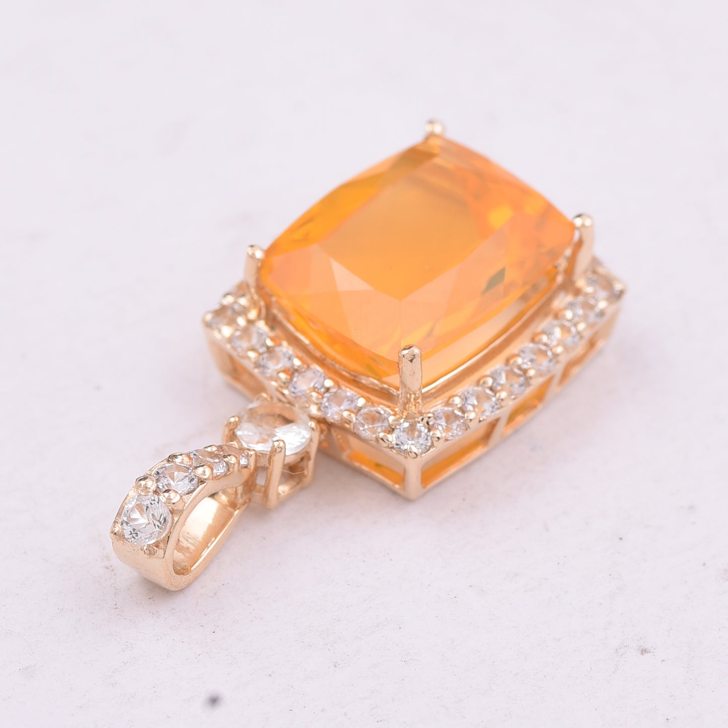 3.43 Ct Cushion Fire Opal 9K Gold Pendant