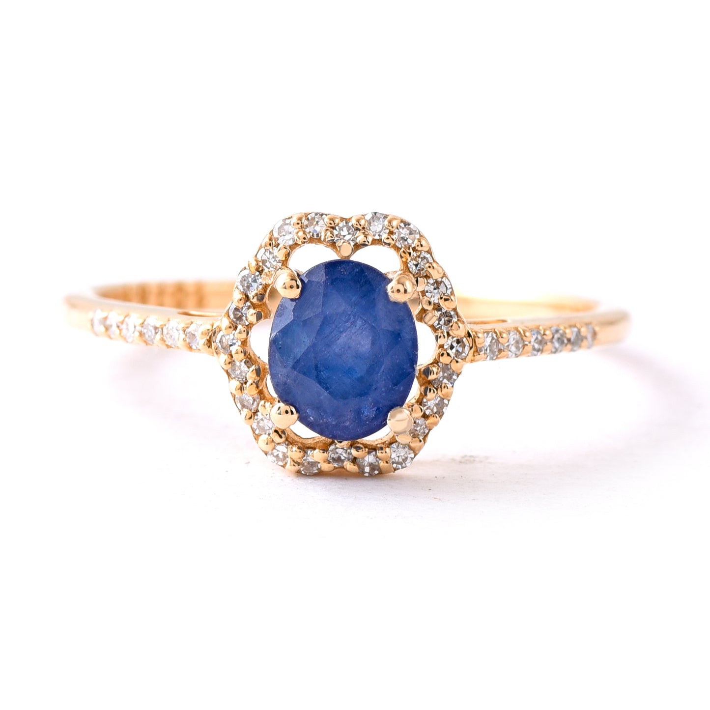 1.12 Ct Oval Mixed Cut Natural Sapphire 14K Gold Ring