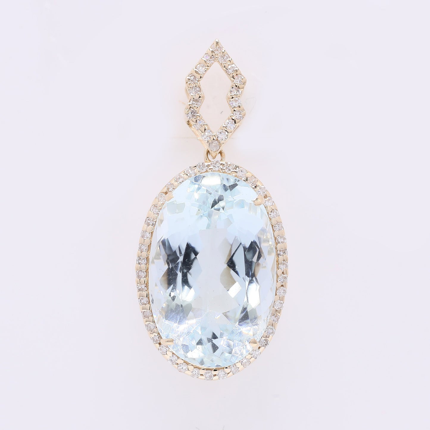 6.93 Ct Oval Mixed Cut Natural Aquamarine 14K Gold Pendant