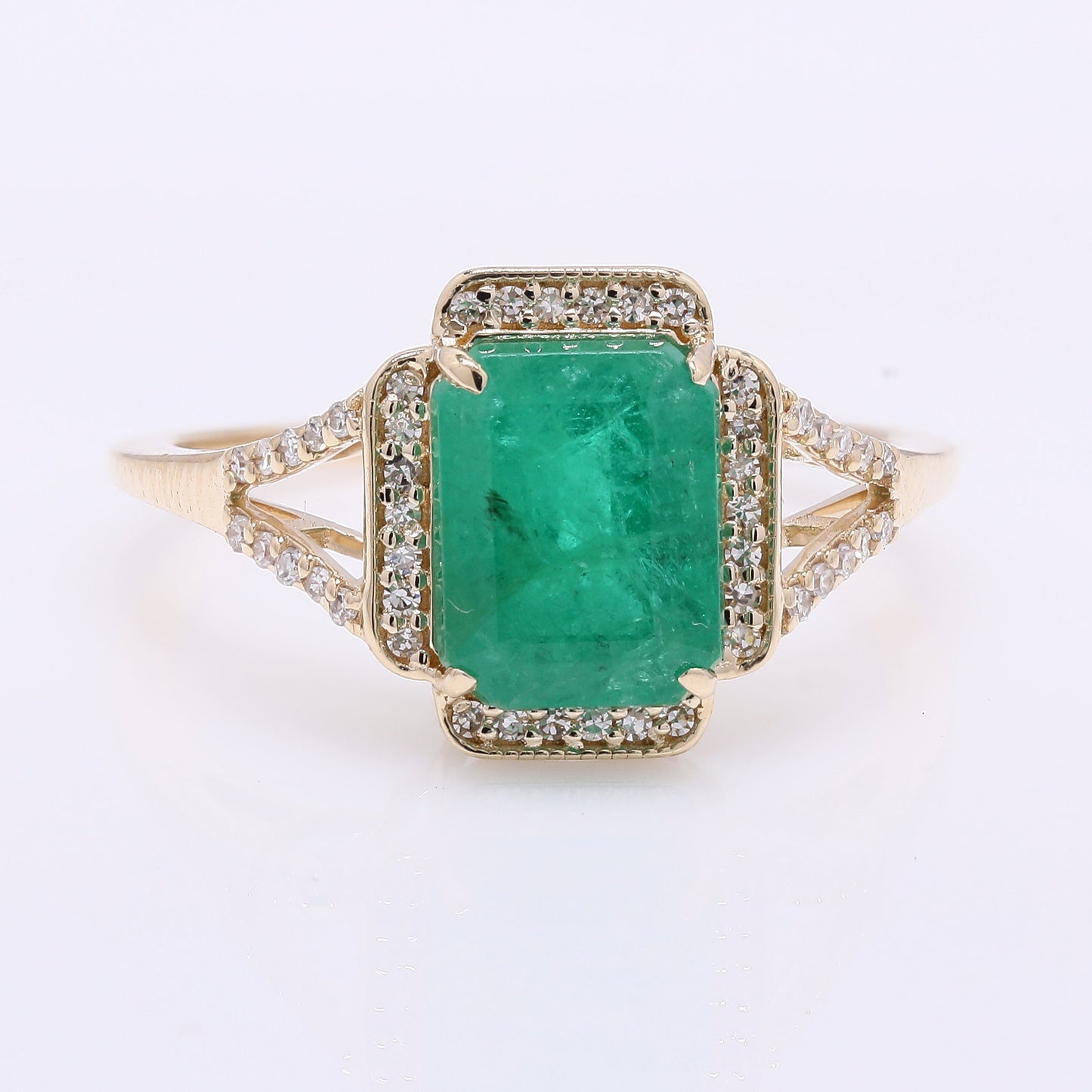 2.70 Ct Octagon Step Cut Natural Emerald 14K Gold Ring