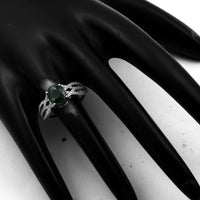 2.29 Ct Oval Mixed Cut Natural Green Sapphire 950 Platinum Ring