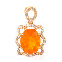 1.83 Ct Oval Mixed Cut Natural Fire Opal 14K Gold Pendant