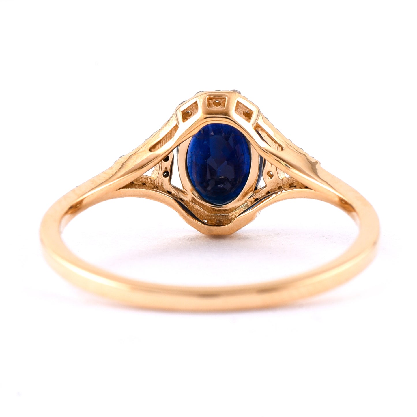 1.35 Ct Oval Mixed Cut Natural Sapphire 14K Gold Ring