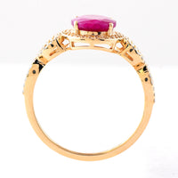 1.91 Ct Oval Mixed Cut Natural Ruby 14K Gold Ring