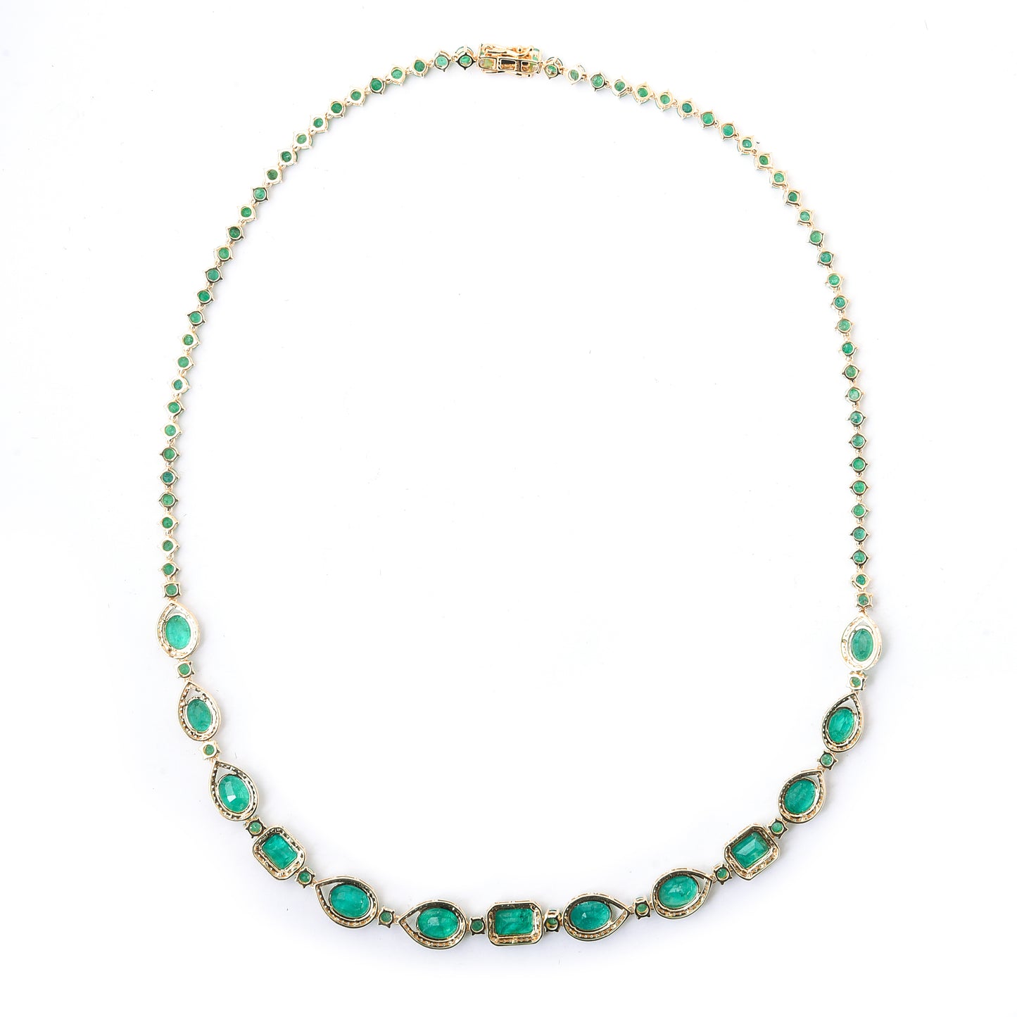 22.26 Ct Natural Emerald 14K Gold Necklace