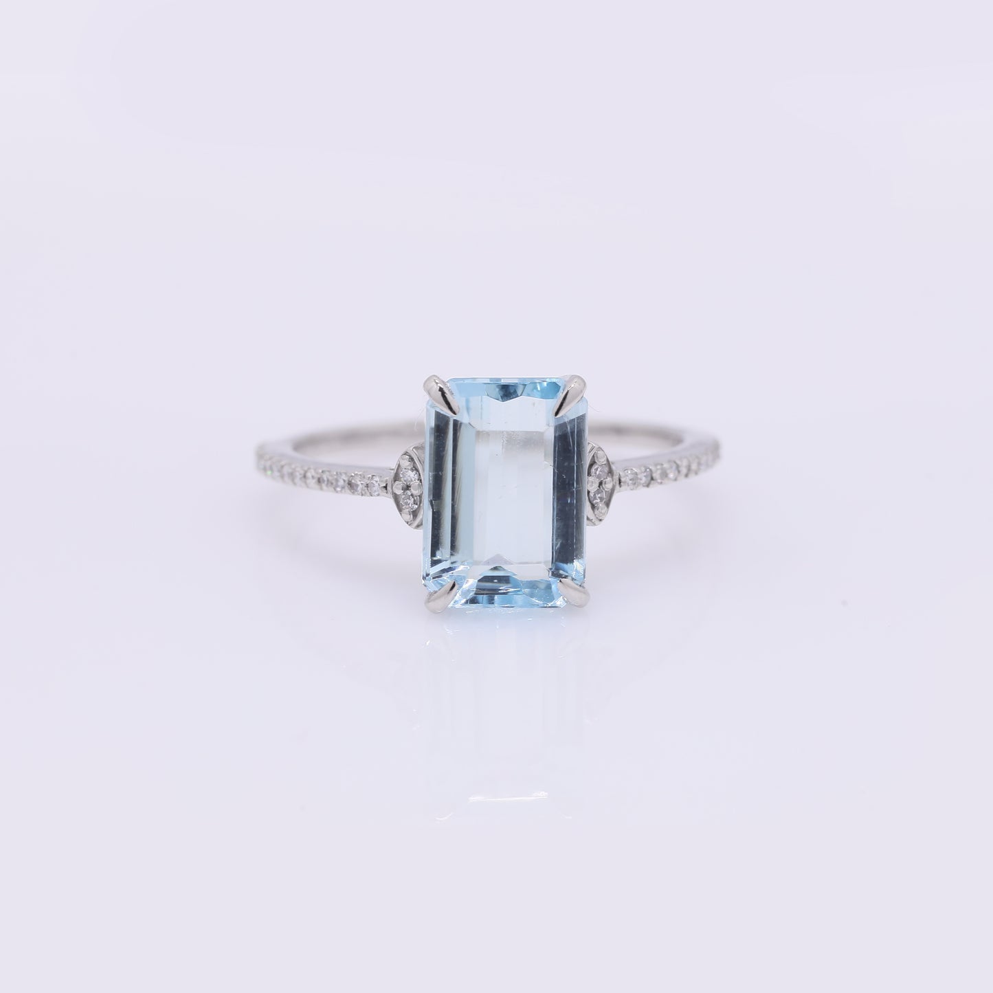 2.56 Ct Octagon Step Cut Natural Aquamarine 950 Platinum Ring