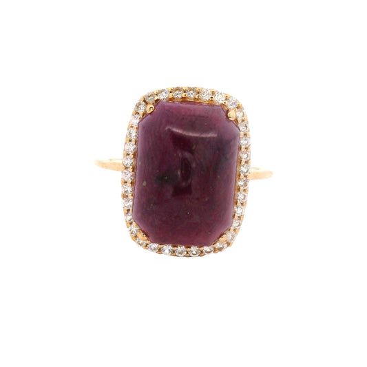 11.76 Ct Cushion Ruby 14K Gold Ring