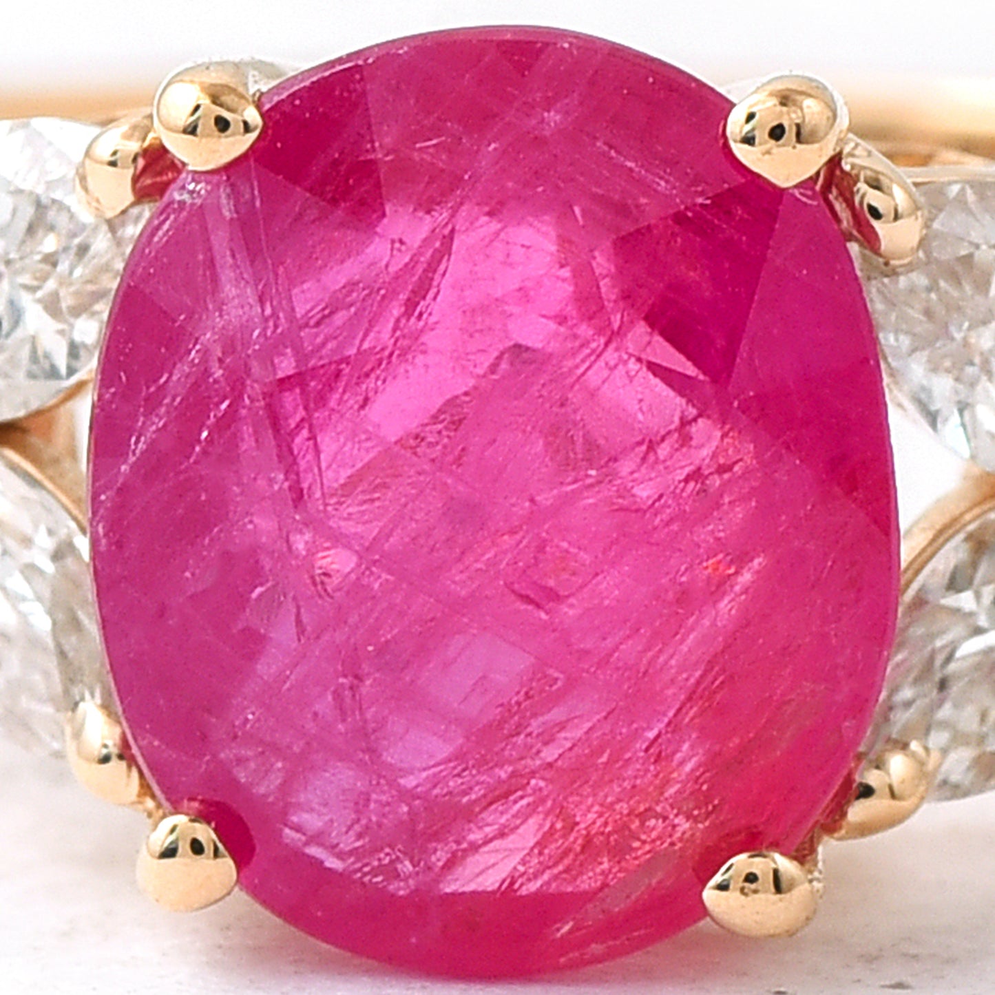 1.46 Ct Oval Mixed Cut Natural Ruby 14K Gold Ring
