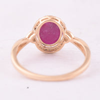 1.60 Ct Oval Mixed Cut Natural Ruby 14K Gold Ring