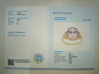 5.48 Ct Cushion Natural Kunzite 14K Gold Ring