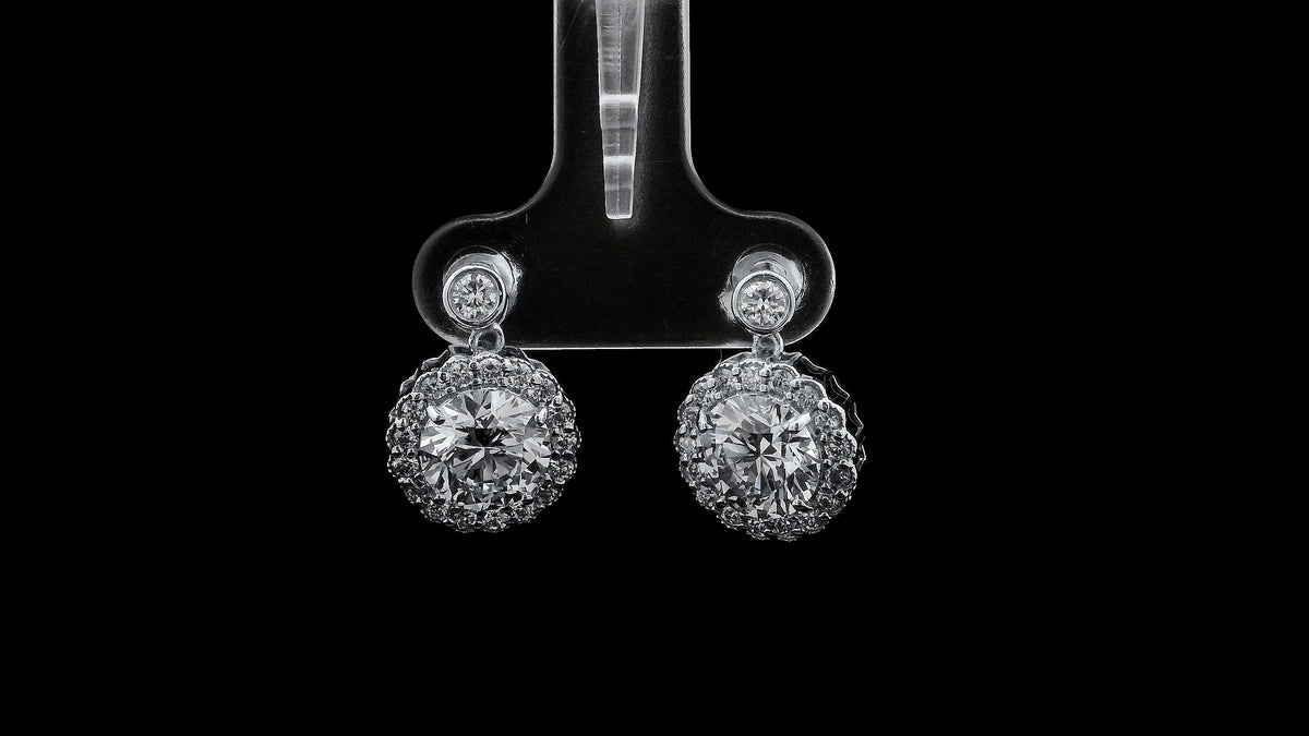 3.69 Carats Lab Grown Diamond 14K Gold Earrings