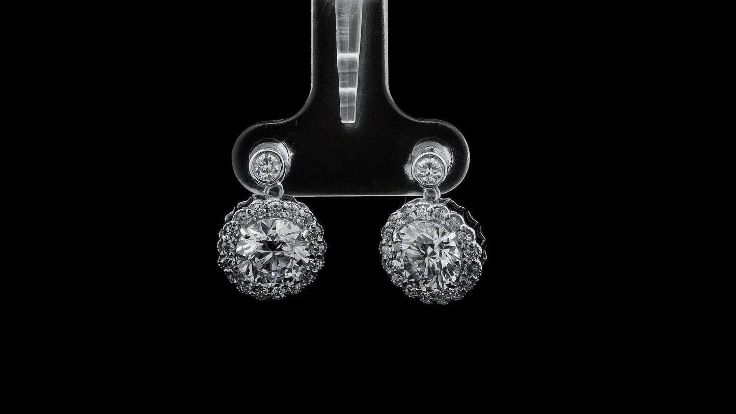 3.69 Carats Lab Grown Diamond 14K Gold Earrings