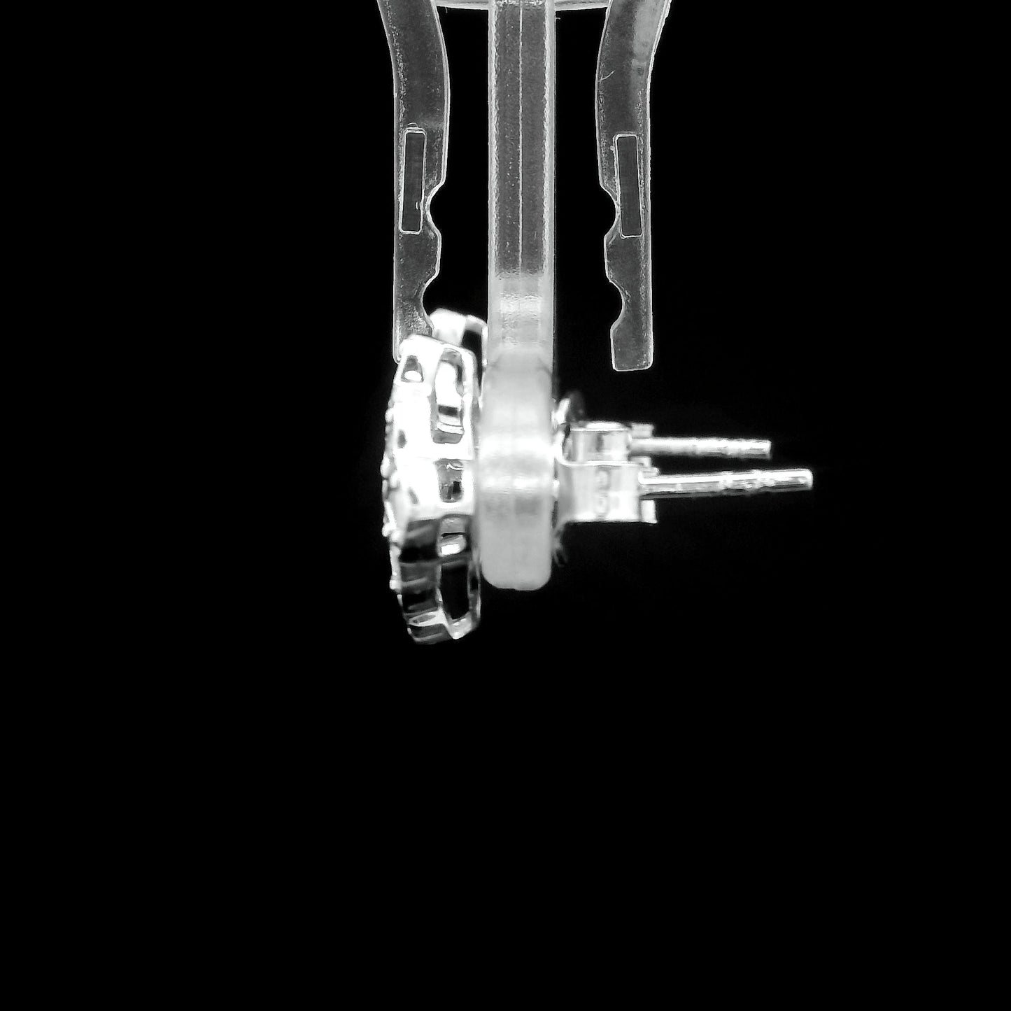 0.43 Ct Round Diamond 925 Sterling Silver Earrings