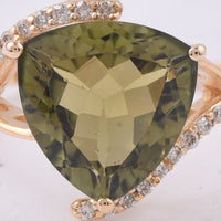 2.80 Ct Triangle Natural Green Tourmaline 14K Gold Ring