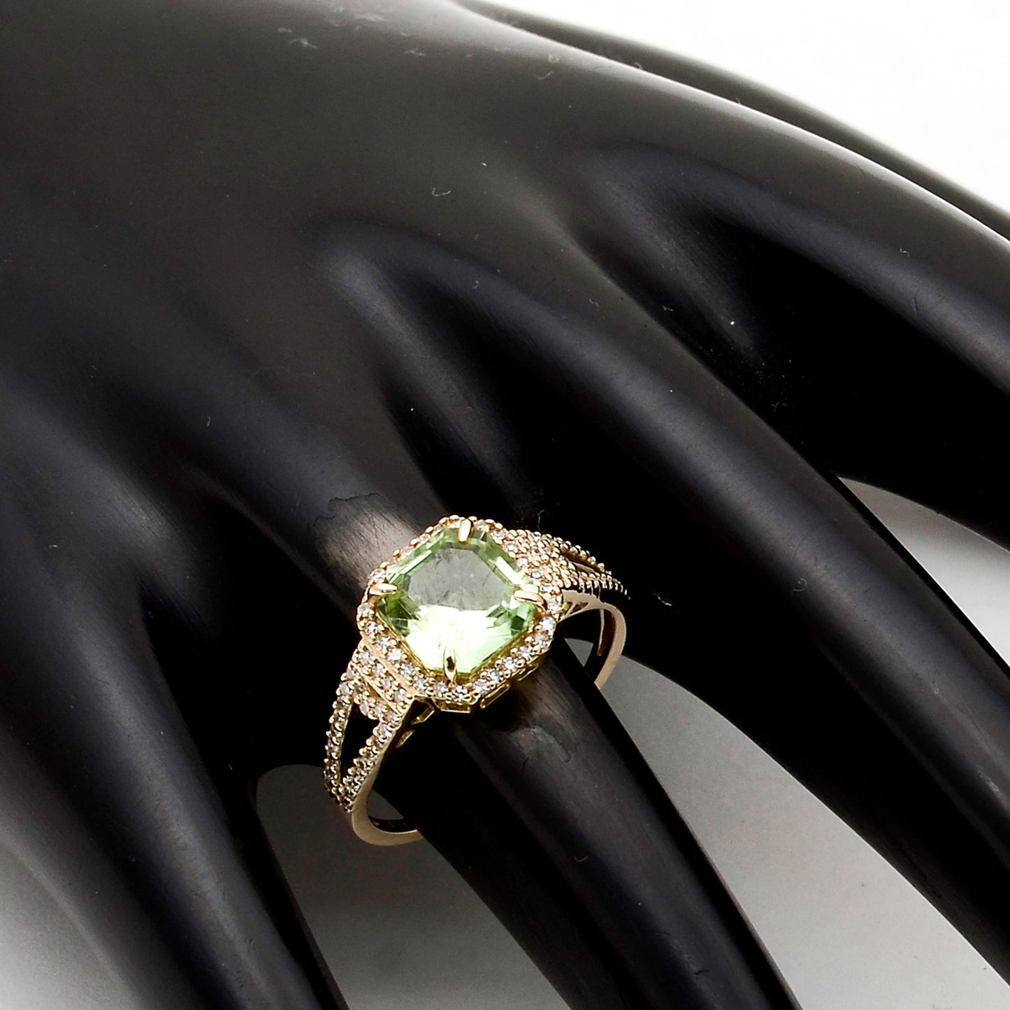 2.30 Ct Octagon Natural Eridot 14K Gold Ring