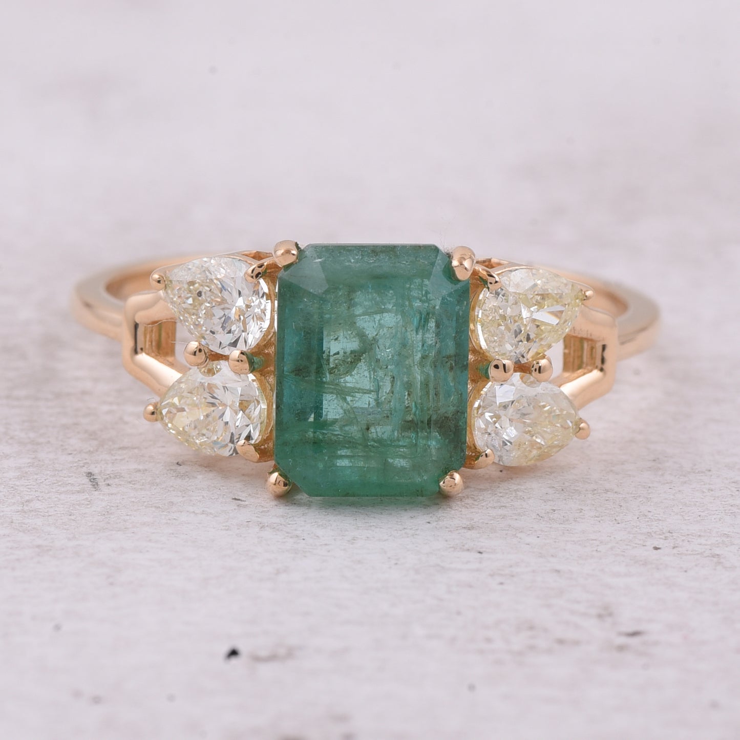 2.49 Ct Octagon Step Cut Natural Emerald 14K Gold Ring