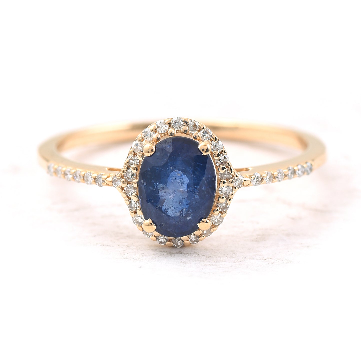1.21 Ct Oval Mixed Cut Natural Sapphire 14K Gold Ring