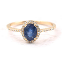 1.21 Ct Oval Mixed Cut Natural Sapphire 14K Gold Ring