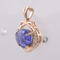 2.53 Ct Fancy Cabochon Cut Natural Tanzanite 14K Gold Pendant
