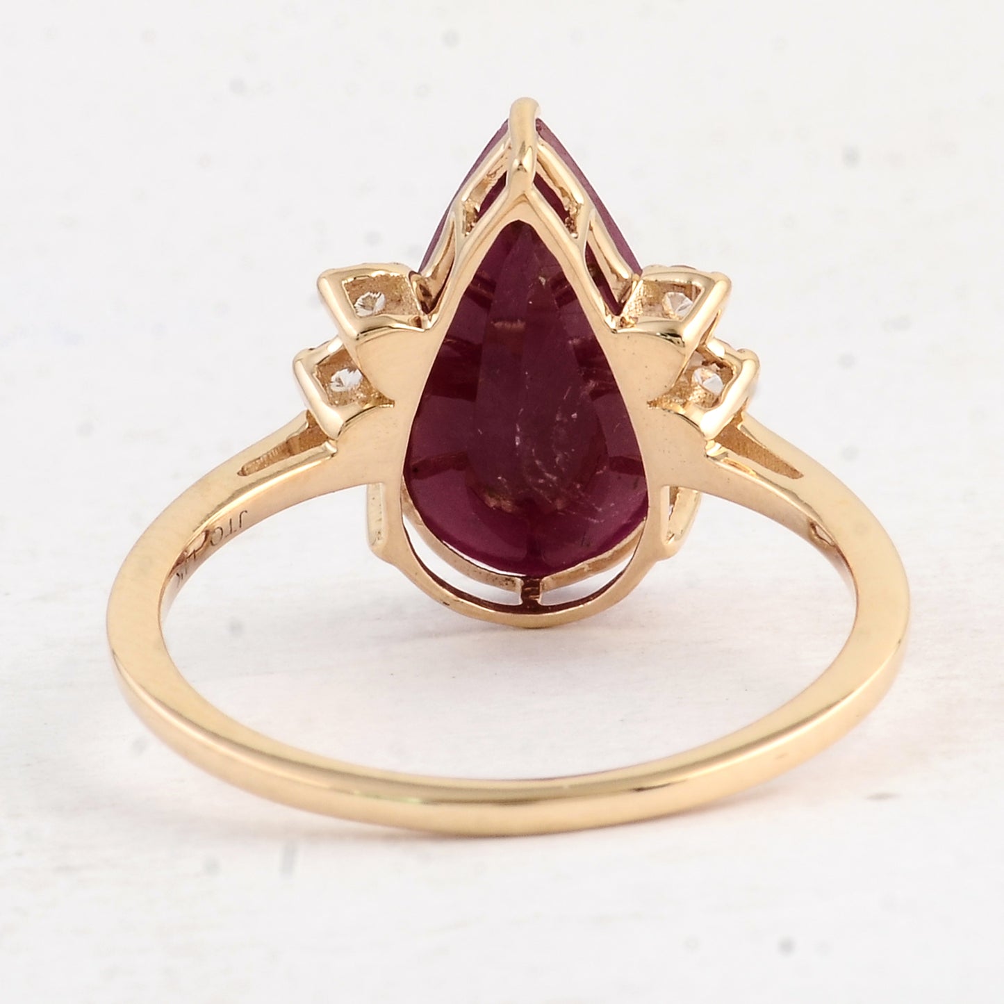 3.79 Ct Pear Ruby 14K Gold Ring