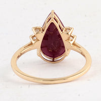 3.79 Ct Pear Ruby 14K Gold Ring