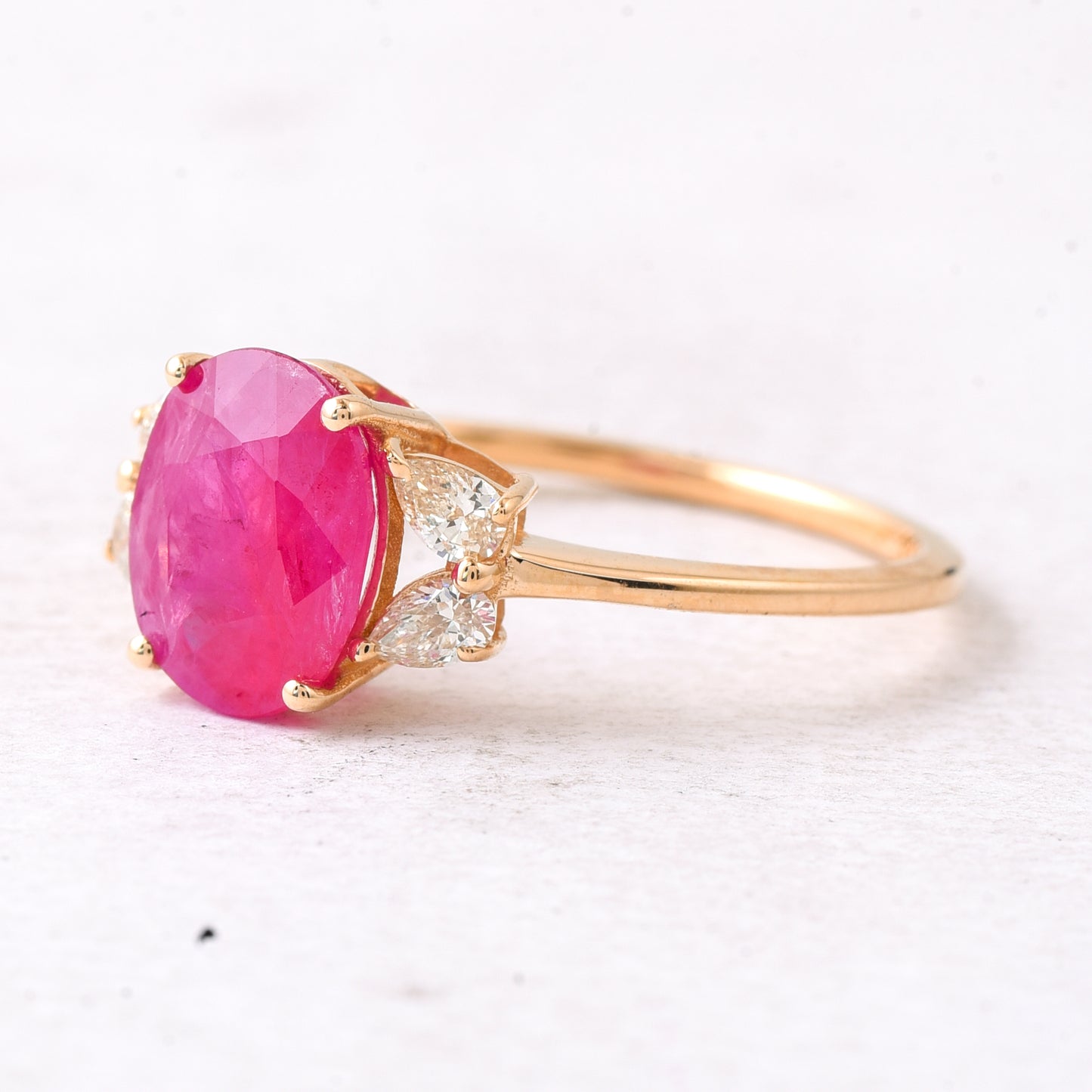 2.80 Ct Oval Mixed Cut Natural Ruby 14K Gold Ring