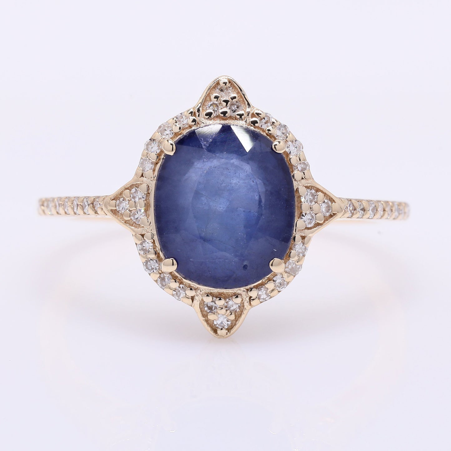 2.51 Ct Oval Mixed Cut Natural Sapphire 14K Gold Ring