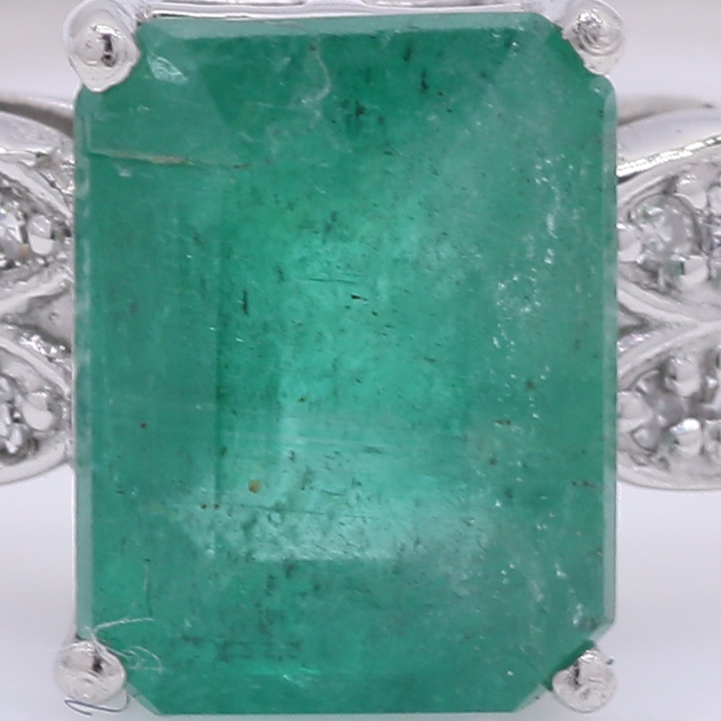1.70 Ct Octagon Step Cut Natural Emerald 950 Platinum Ring