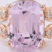 5.48 Ct Cushion Natural Kunzite 14K Gold Ring