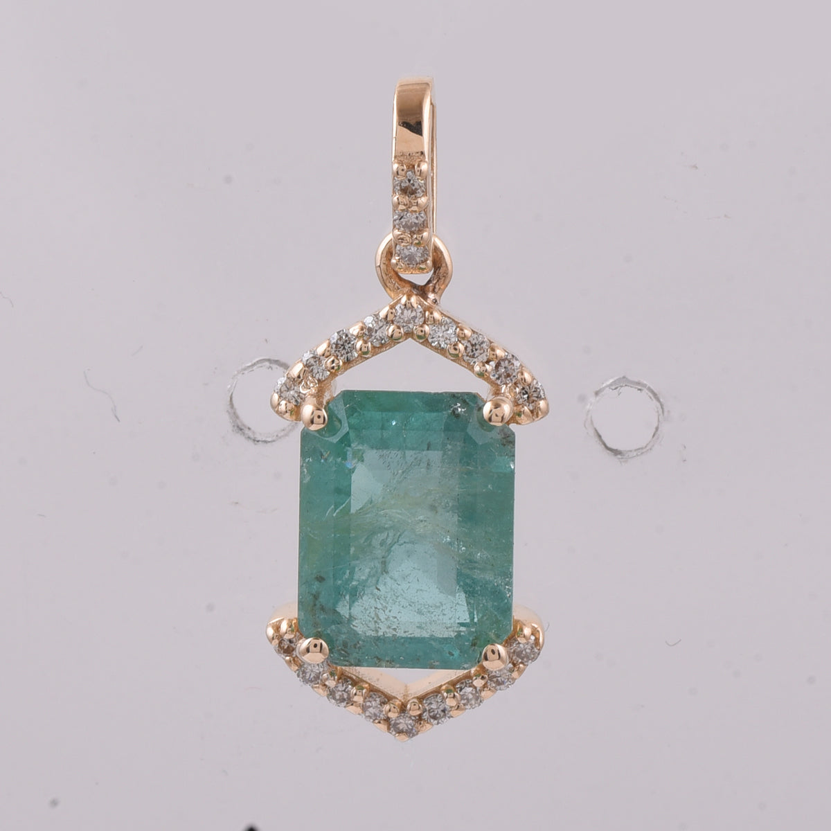 2.33 Ct Octagon Step Cut Natural Emerald 14K Gold Pendant