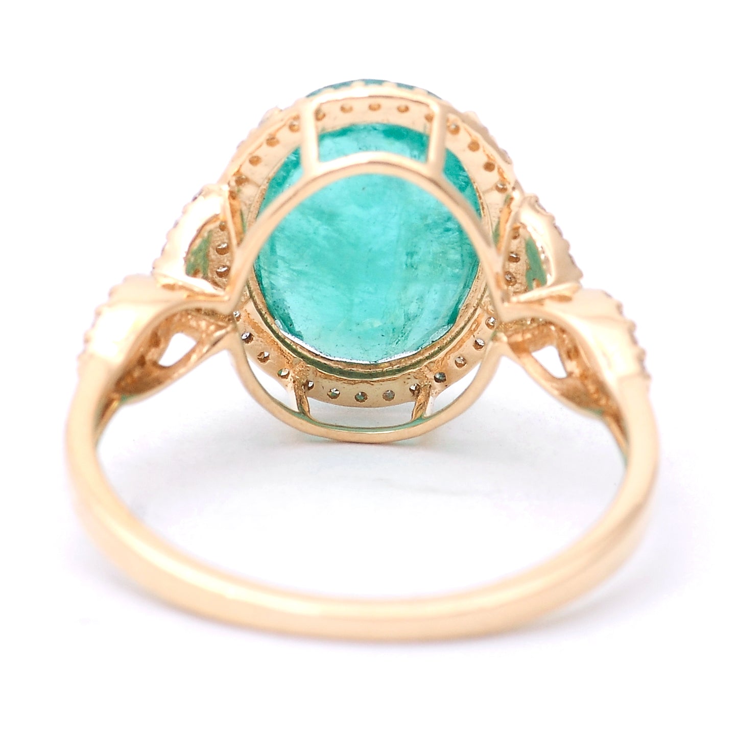 3.86 Ct Oval Mixed Cut Natural Emerald 14K Gold Ring