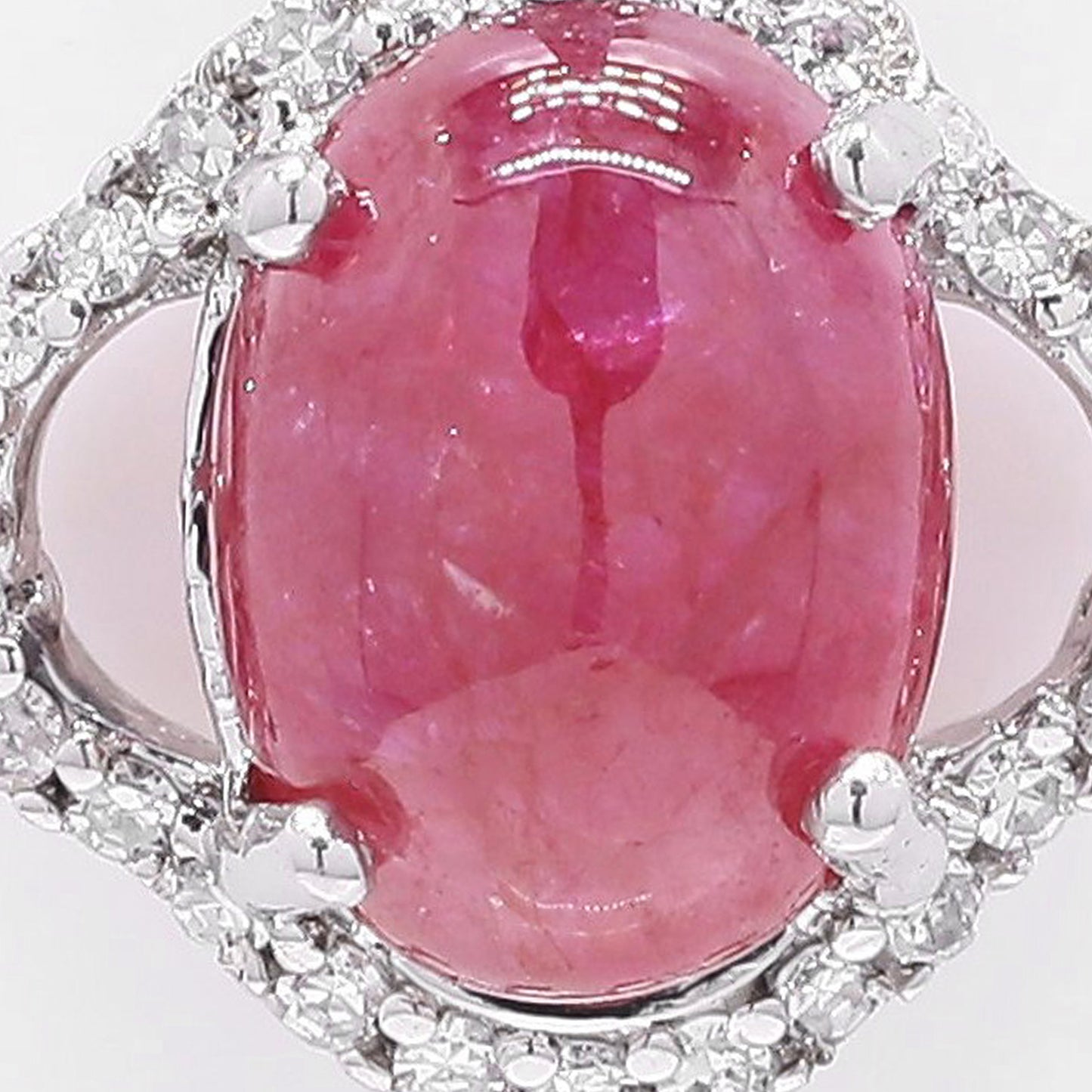1.73 Ct Oval Cabochon Cut Natural Ruby 950 Platinum Pendant