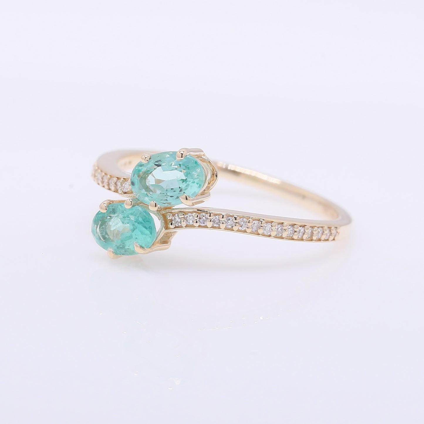 1.07 Ct Oval Mixed Cut Natural Emerald 14K Gold Ring