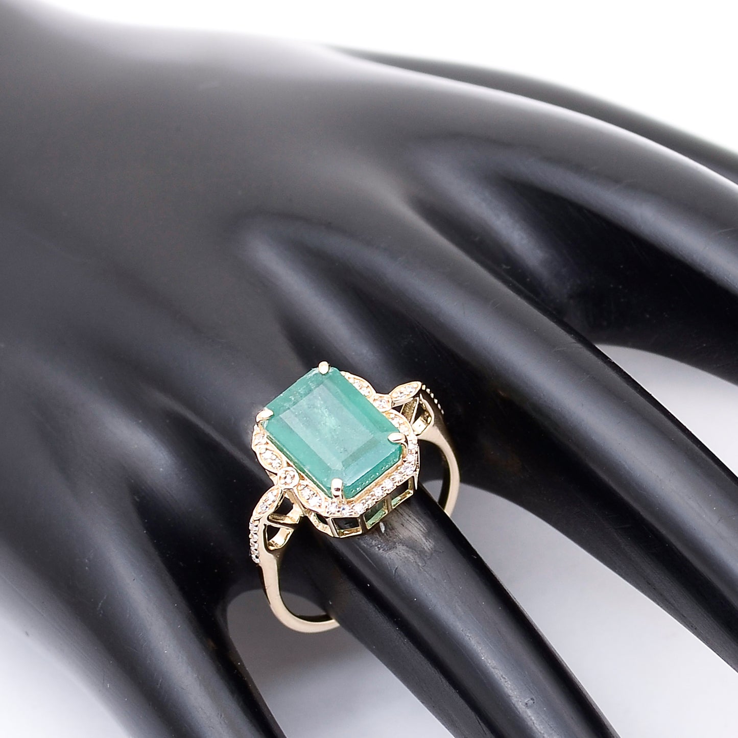 3.60 Ct Octagon Natural Emerald 14K Gold Ring