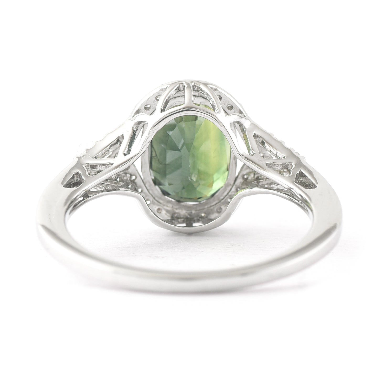 3.53 Ct Cushion Mixed Cut Natural Green Sapphire 950 Platinum Ring