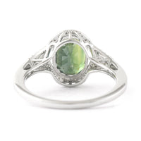 3.53 Ct Cushion Mixed Cut Natural Green Sapphire 950 Platinum Ring