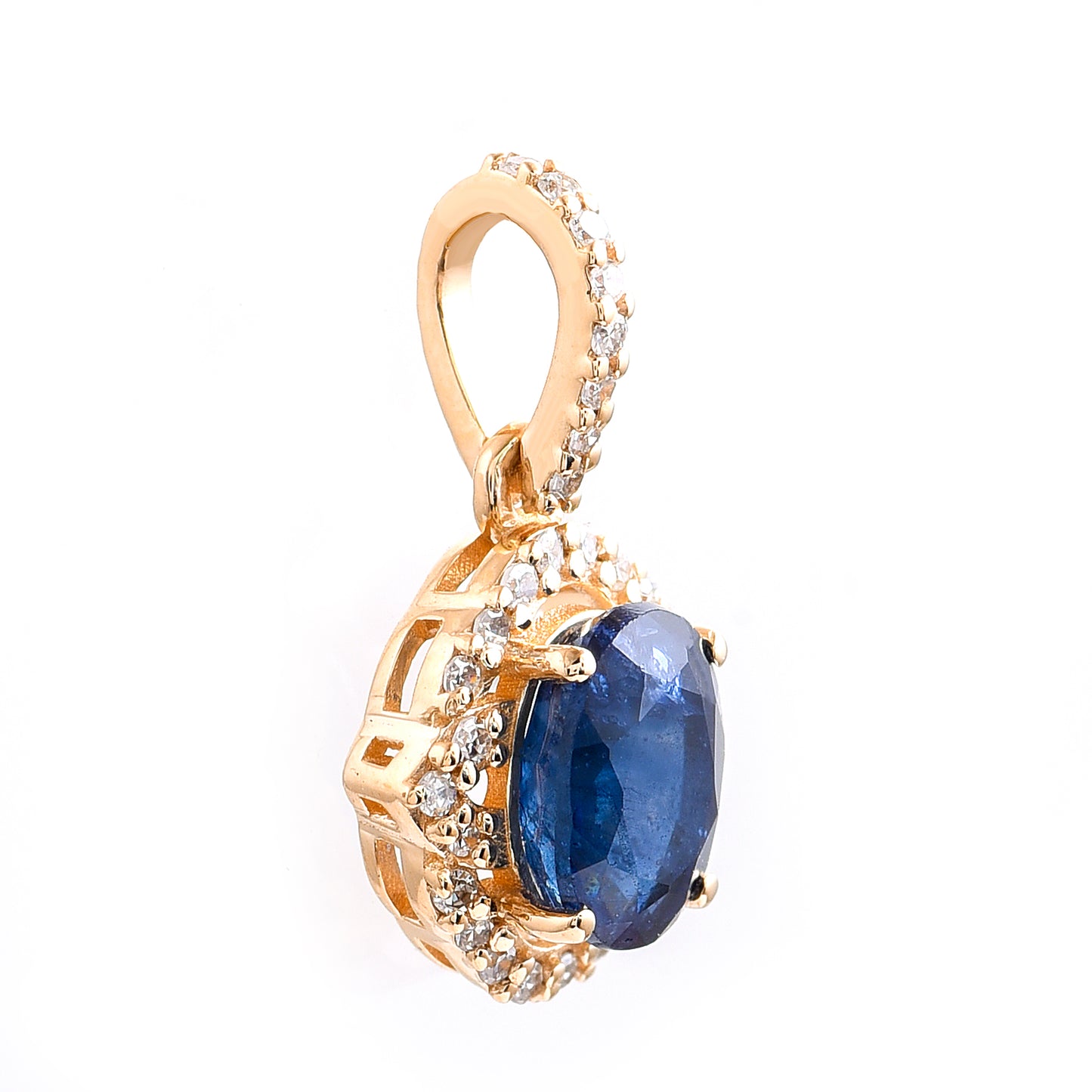 1.11 Ct Oval Mixed Cut Natural Sapphire 14K Gold Pendant